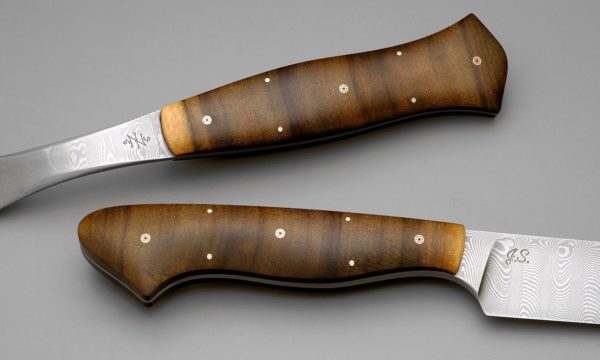 Carving Pair Poplar Hand Forged Damascus Chef Knives