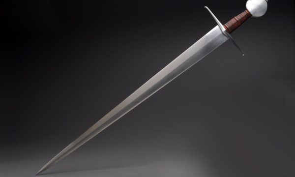 27" High Carbon Steel Arming Sword With Maple, Goat Leather, And Cord