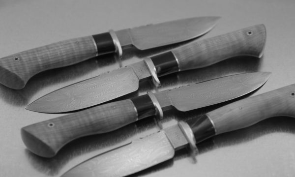 Family Of Damascus Kitchen Knives