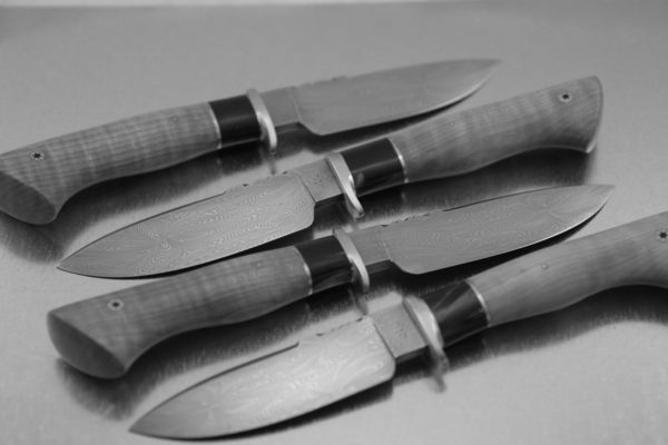 Family Of Damascus Kitchen Knives