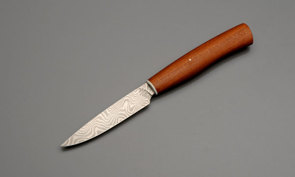 3.5" Texas Wind Pattern Damascus Steel Paring Knife With Stabilized Lacewood