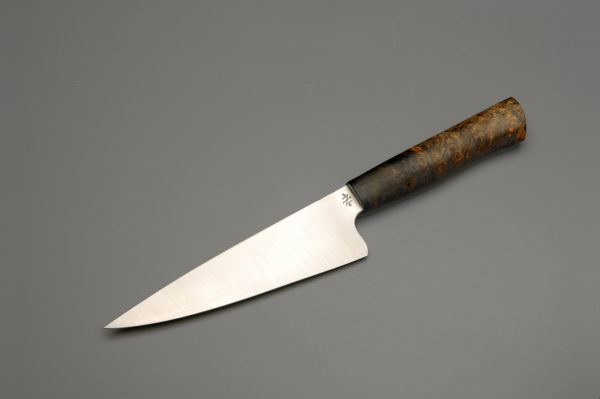 7" Stainless Steel Chef Knife With Stabilized Buckeye Burl