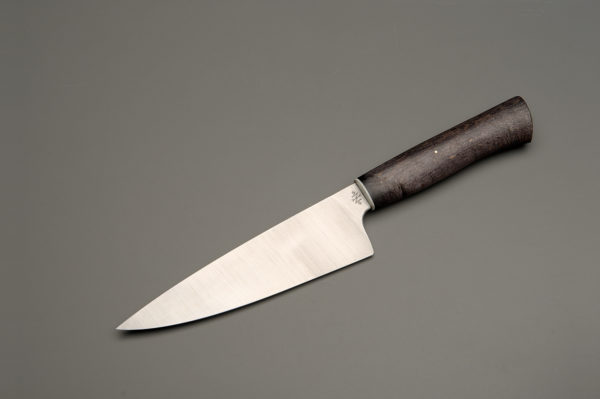 7" High Carbon Steel Chef Knife With Stabilized Black Maple