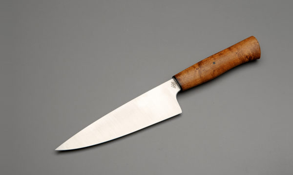 7" High Carbon Steel Chef Knife With Stabilized Maple