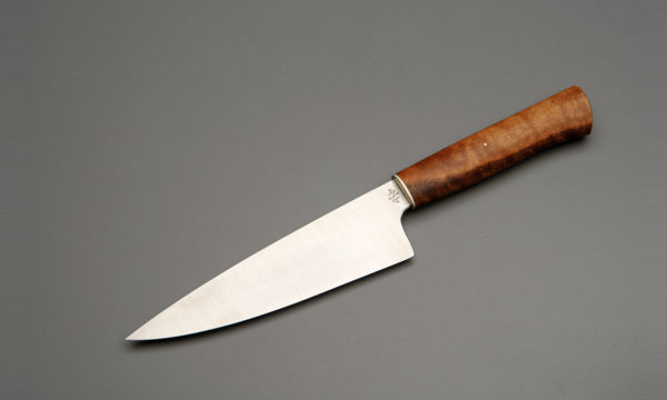 7" High Carbon Steel Chef Knife With Stabilized Walnut