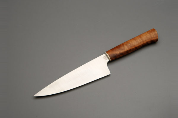 7" High Carbon Steel Chef Knife With Stabilized Walnut
