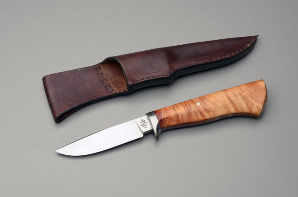 Drop Point Hunting Knife With Wooden Handle