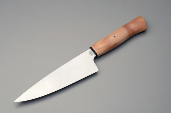 7" High Carbon Steel Chef Knife With Stabilized Birch