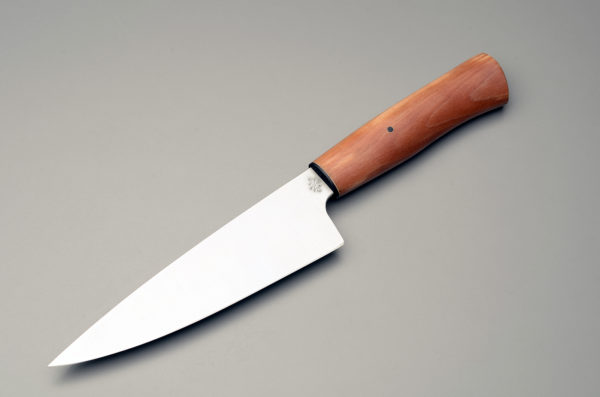 7" High Carbon Steel Chef Knife With Stabilized Birch