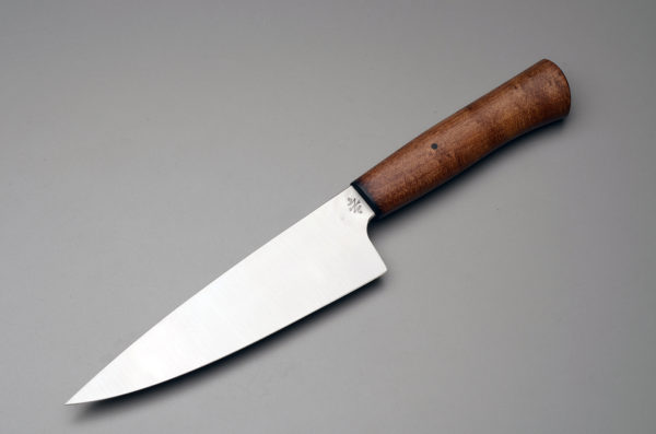 7" High Carbon Steel Chef Knife With Stabilized Brown Maple Handle