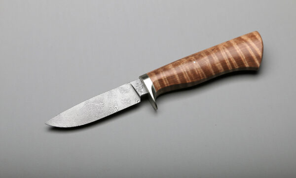 Drop Point Hunter Damascus & Curly Maple Kitchen Knife
