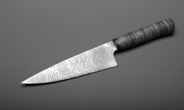 7" Damascus Steel & Black Curly Maple Handle Chef's Knife For The Kitchen
