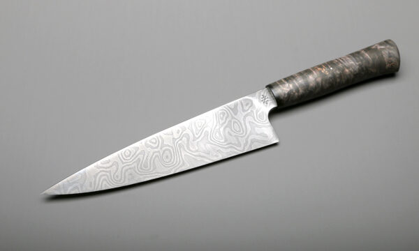 8" Damascus & Black Curly Maple Chef's Knife Made From Blade Forging
